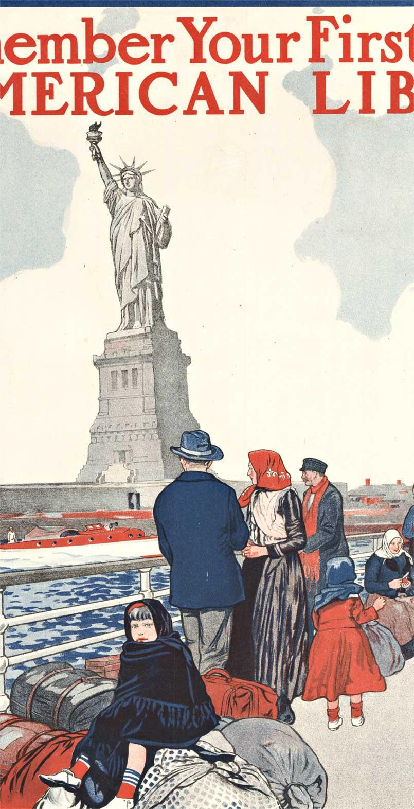 Póster vintage original Remember Your First Thrill of American Liberty de 1917 - Figurative Print Beige de Unknown