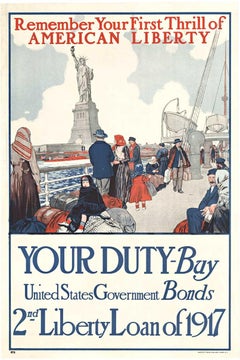Original Remember Your First Thrill of American Liberty 1917 vintage poster