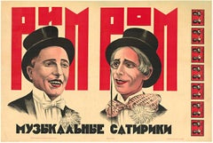 Poster litografico sovietico d'epoca originale di Rim e Rom (Musical Satrics)