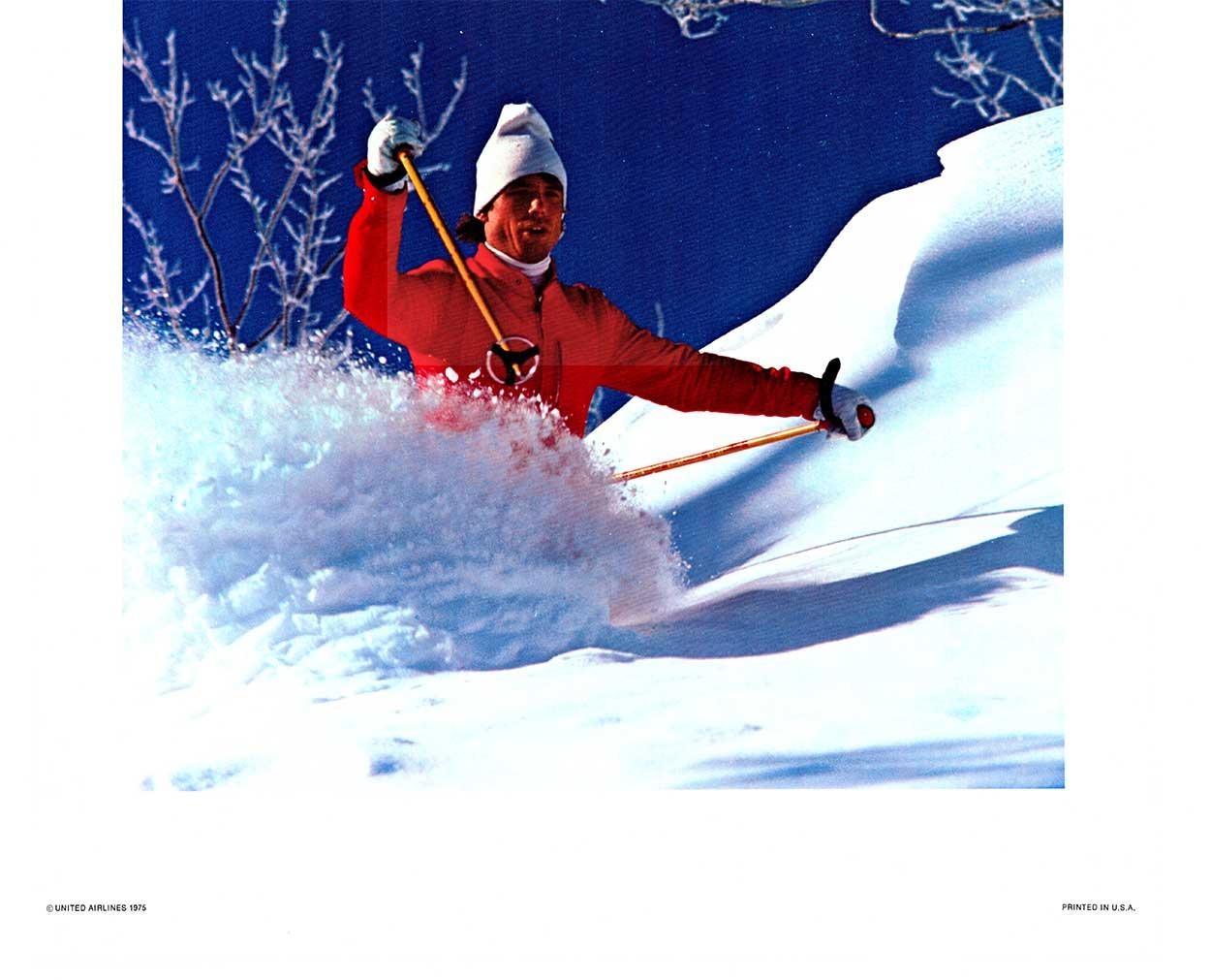 Originale Ski West  Poster di viaggio vintage della United Airlines  1975 - Print American Modern di Unknown