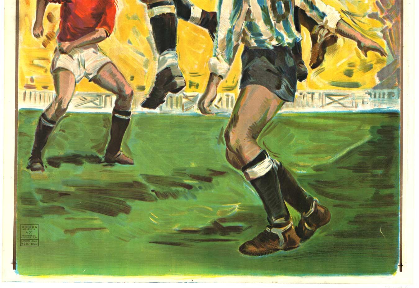 Original Vintage-Lithographieplakat „Soccer“ a.k.a. „Heads Up“, Spanien (Kinetisch), Print, von Unknown