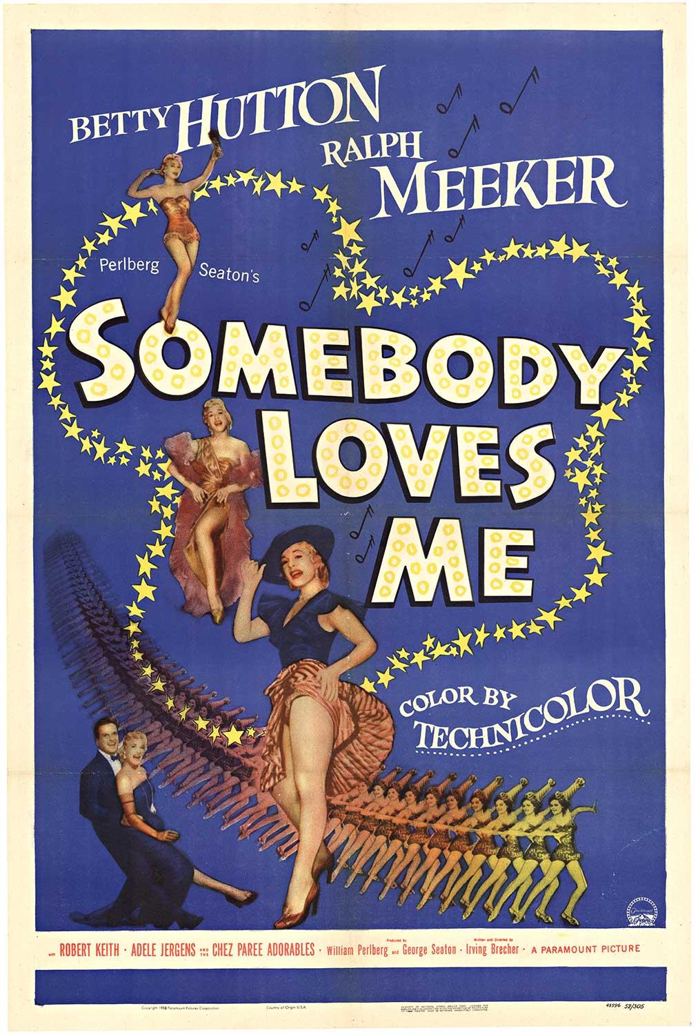 Affiche vintage du film « Somebody Loves Me » de 1952  US 1 feuille