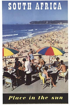 Póster de viaje vintage original de Sudáfrica Place in the Sun de mediados de siglo