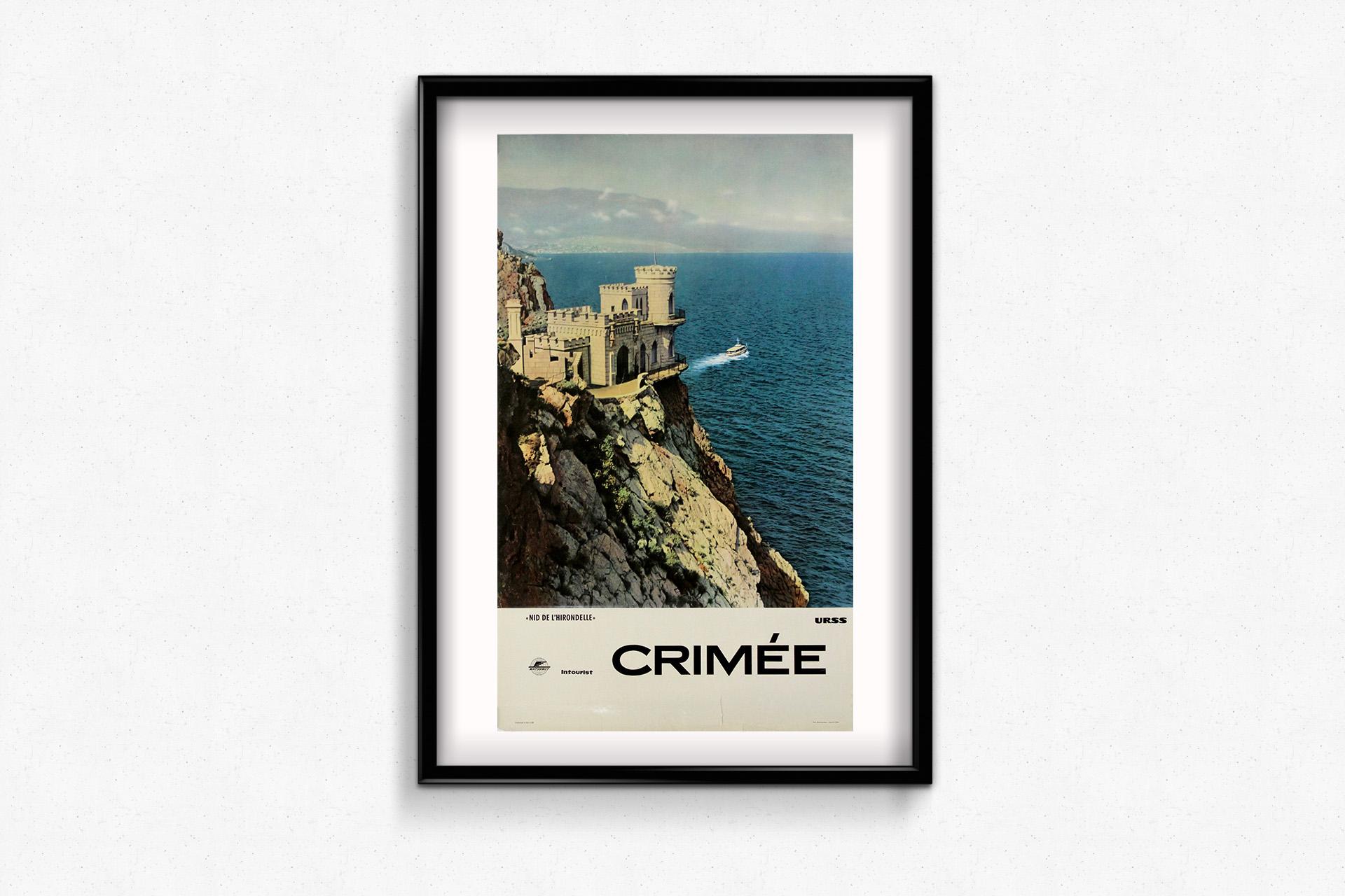Original Soviet Intourist poster Crimea’s iconic landmarks - Swallow’s Nest - Gray Print by Unknown