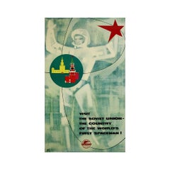 Original Soviet poster - Intourist Visit the Soviet Union - Yuri Gagarin