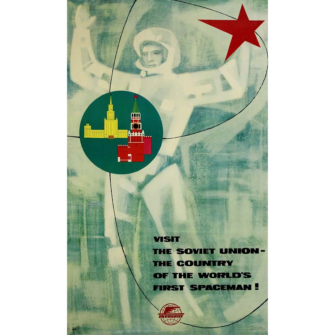 Unknown Print - Original Soviet poster - Intourist Visit the Soviet Union - Yuri Gagarin