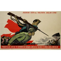 Poster originale di propaganda sovietica Lunga vita alla 24a Giornata Internazionale della Gioventù!
