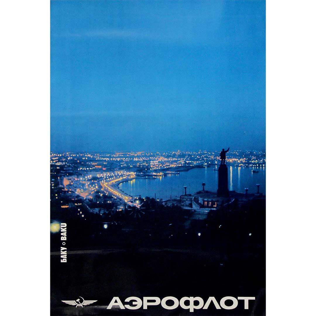 Original Soviet travel poster by Aeroflot USSR - Azerbaijan - Baku