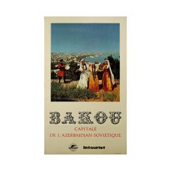 Original Soviet travel poster by Intourist USSR - Azerbaijan - Baku