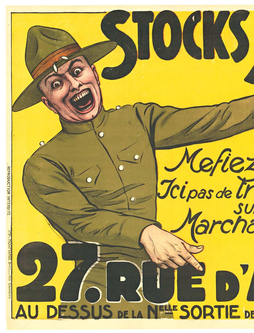 Originales französisches Vintage-Poster „Stocks Americains“  Querformat – Print von Unknown
