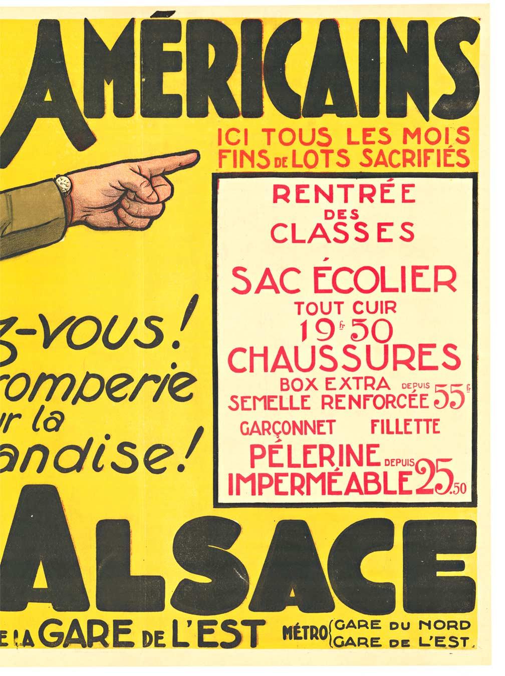 Originales französisches Vintage-Poster „Stocks Americains“  Querformat (Amerikanischer Impressionismus), Print, von Unknown