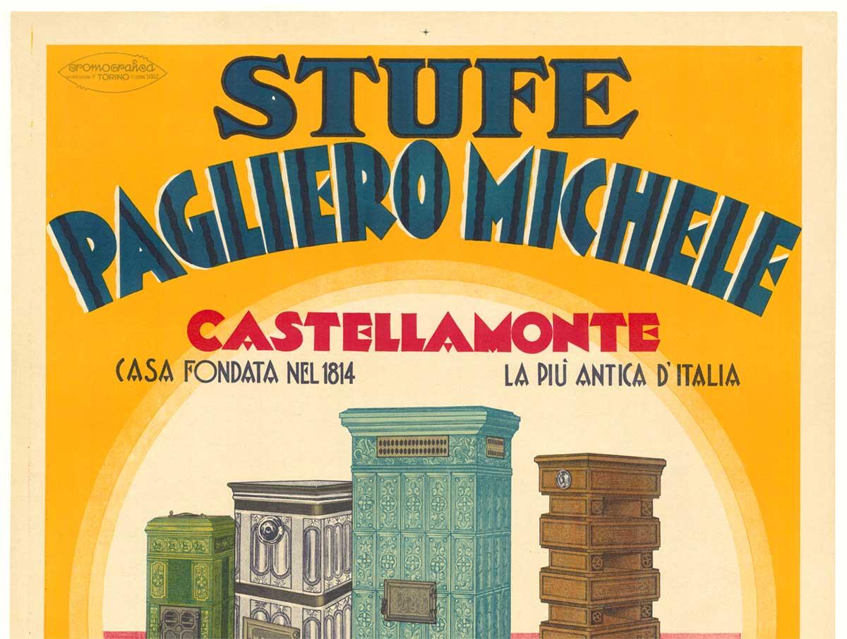 Affiche italienne vintage « Stufe Pagliero Michele » - Print de Unknown