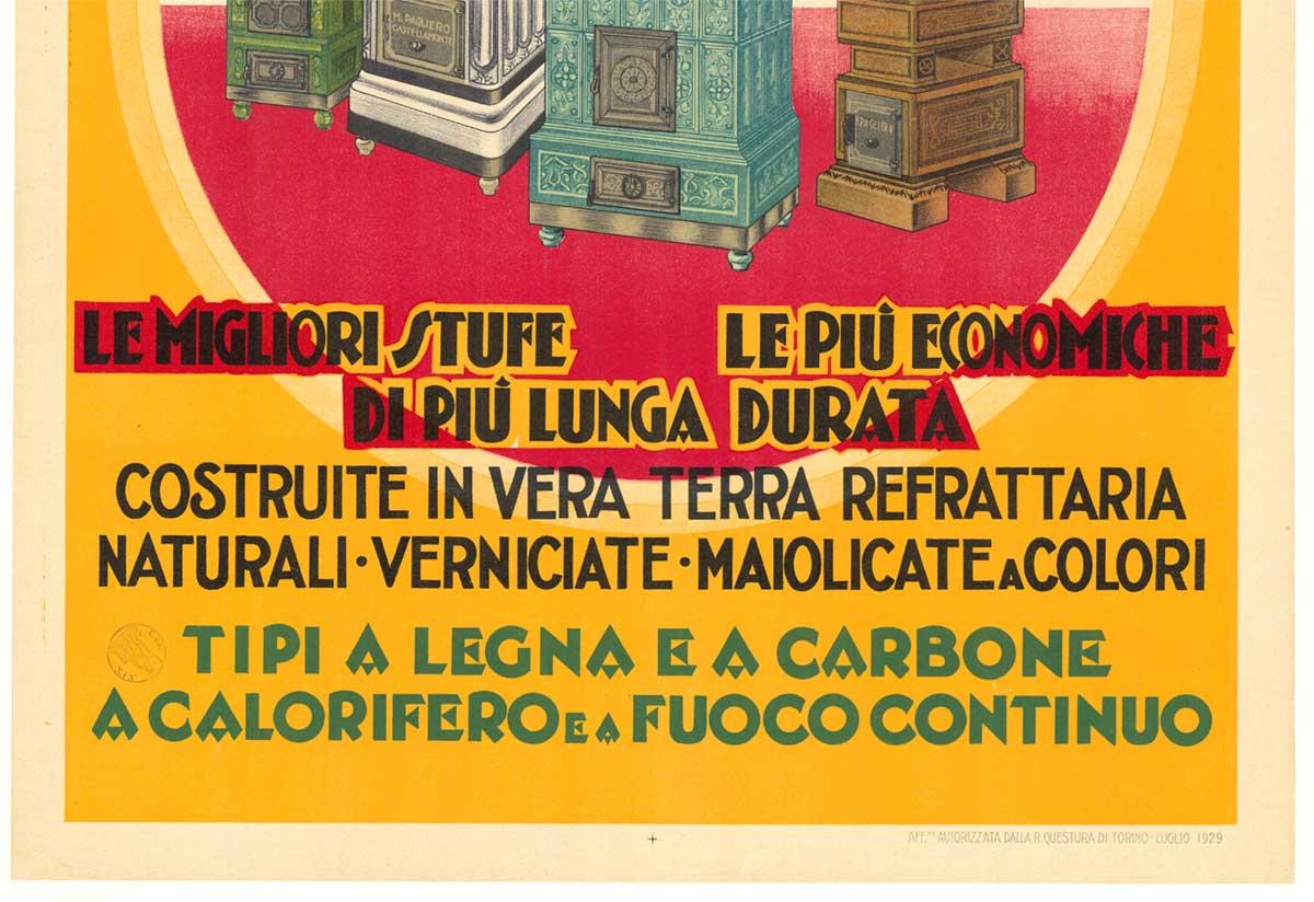 Affiche italienne vintage « Stufe Pagliero Michele » - Art déco Print par Unknown