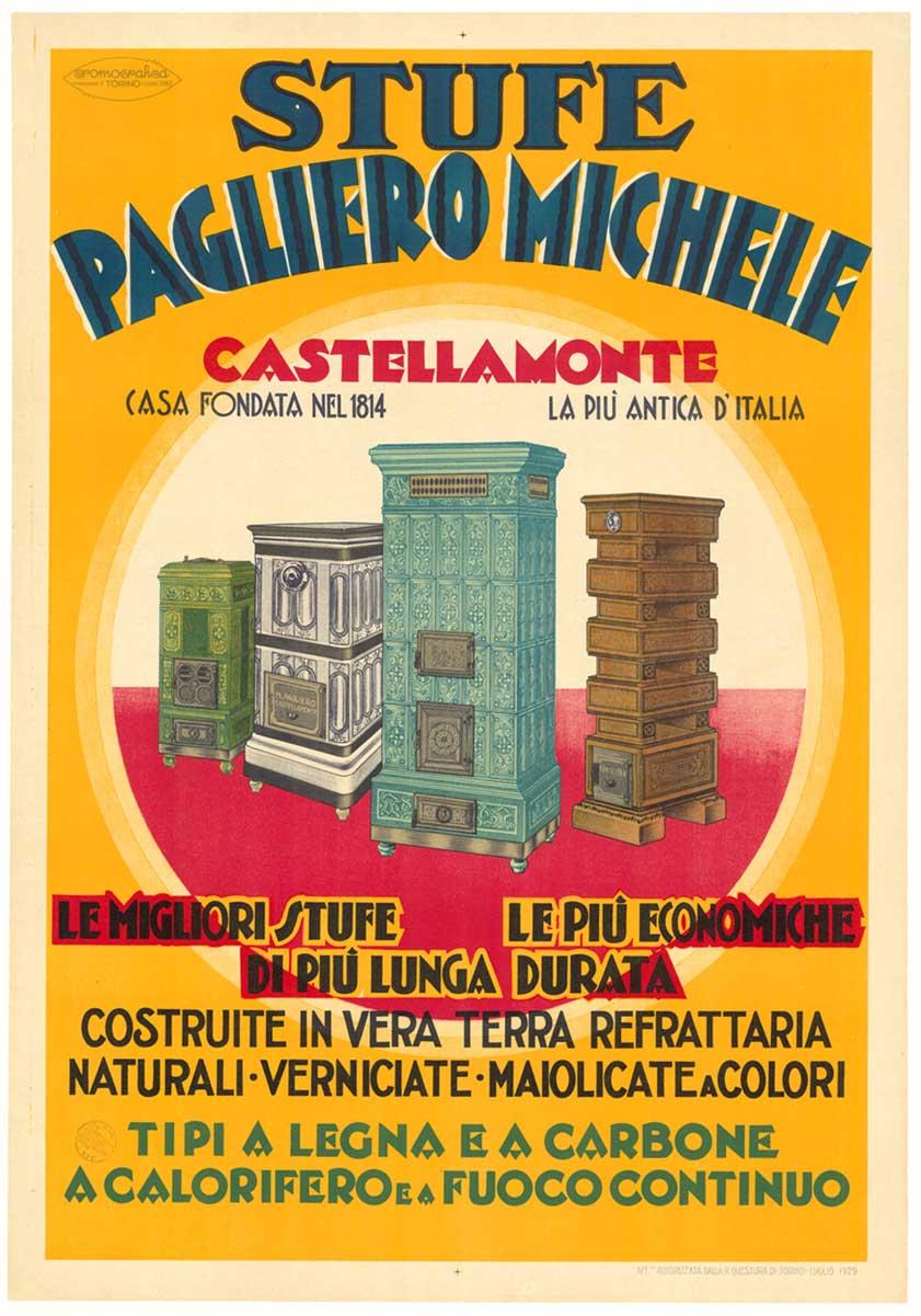 Unknown Print – Originales italienisches Vintage-Poster „Stufe Pagliero Michele“