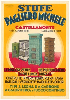 Cartel original italiano de época "Stufe Pagliero Michele