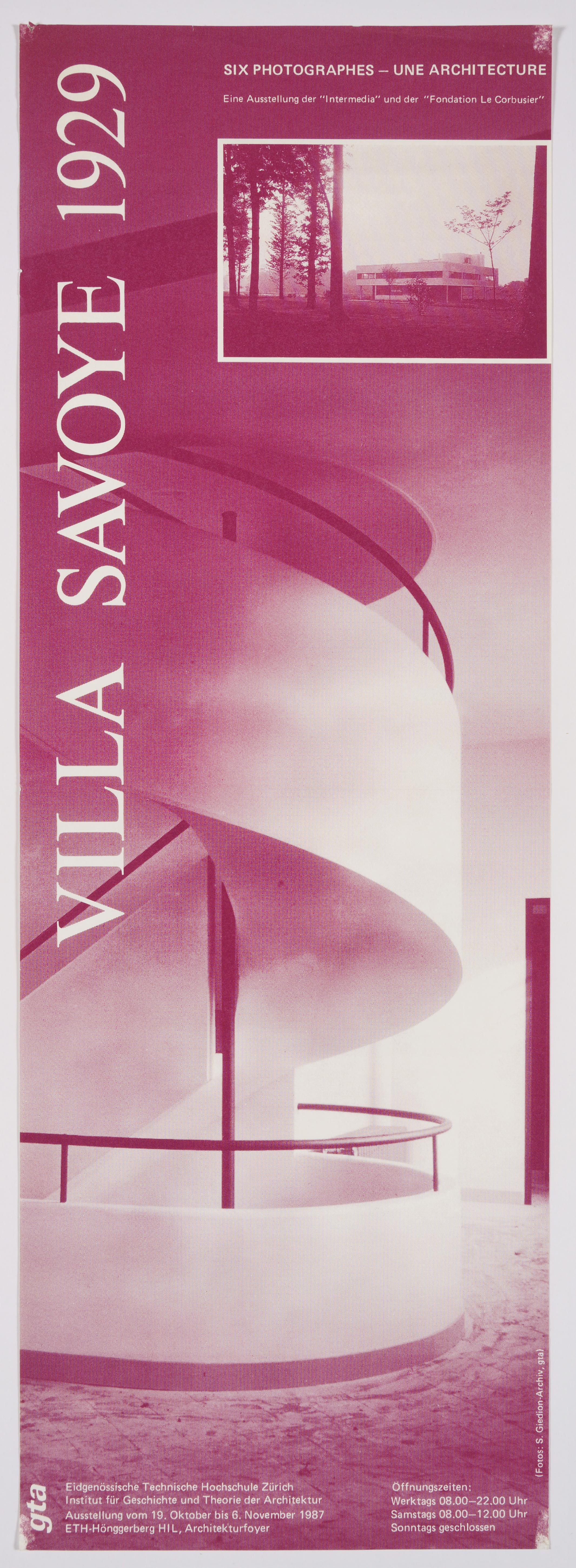 Original Schweizer Vintage-Ausstellungsplakat "Vintage in der Villa Savoye" von 1929 von Corbusier 
