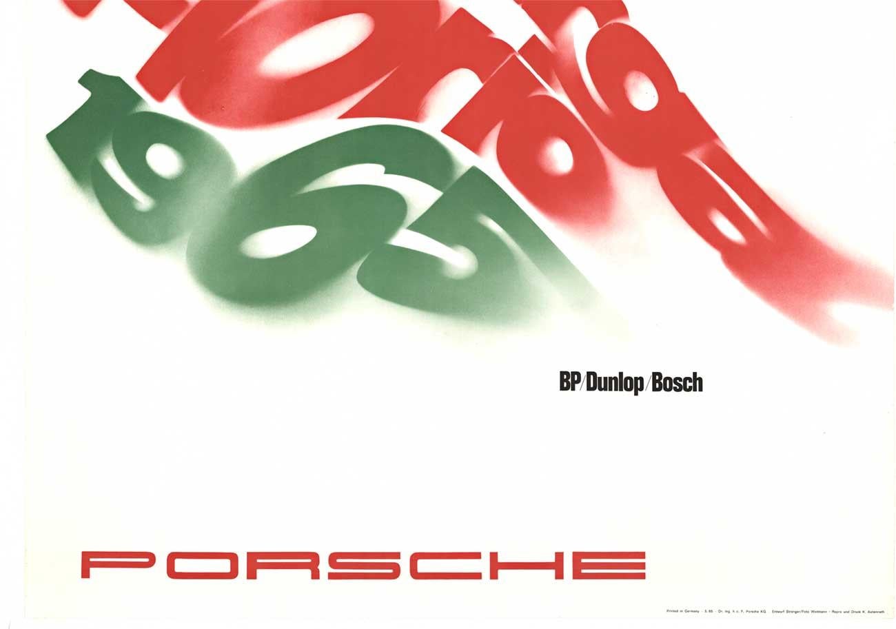 Original Targa Florio 1965 Porsche-Fabrik Vintage-Plakat, Leinen Rückseite (Amerikanische Moderne), Print, von Unknown
