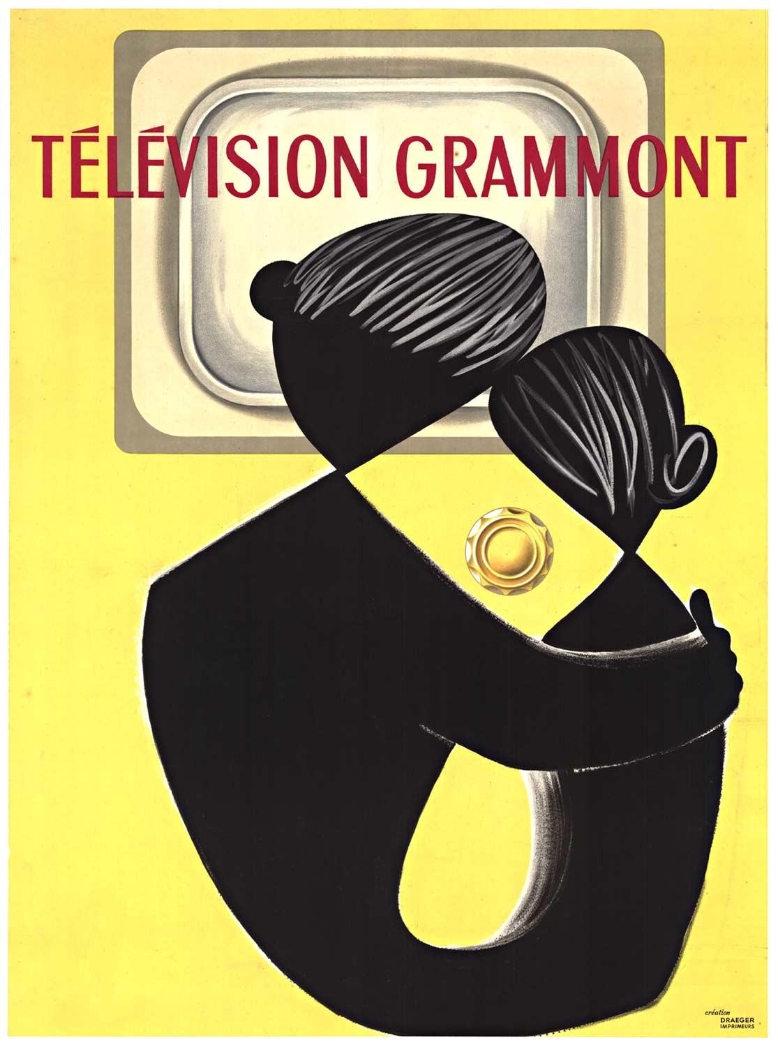 Original "Television Grammont" art deco original vintage poster