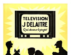 Original TELEVISION J. DELAITRE vintage mid-century-modern French poster