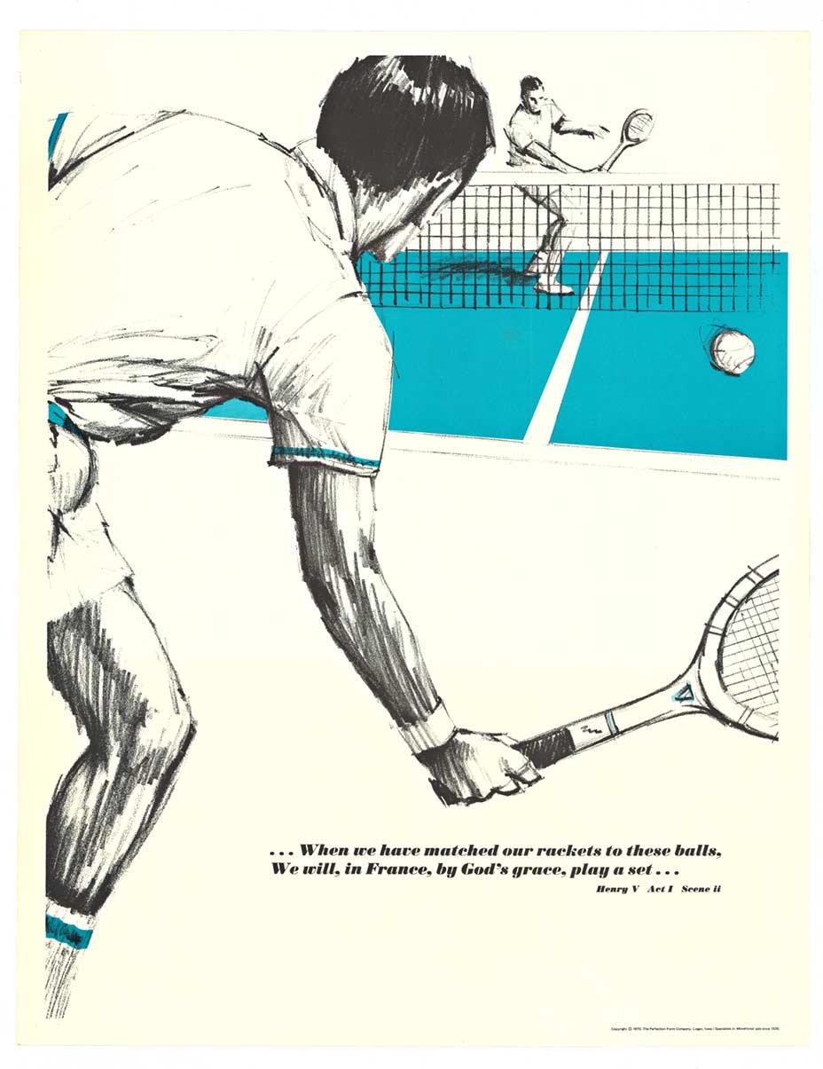Affiche motivationnelle vintage originale de Tennis, Henry V, Act I, Scène I