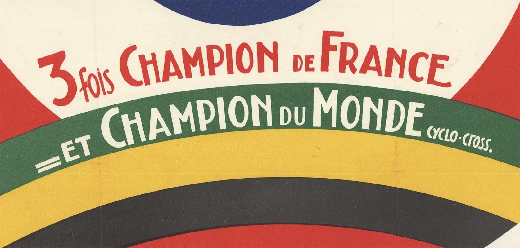 Affiche vintage de course de bicyclettes « Terrot, 1952, 3 fois Champion de France » - Réalisme américain Print par Unknown