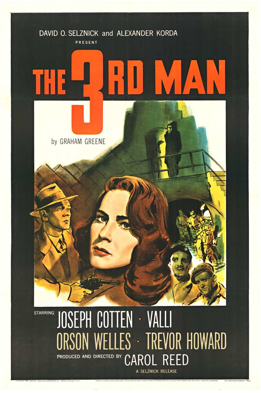 Affiche vintage originale du film The 3rd Man, 1949, première impression originale du film 