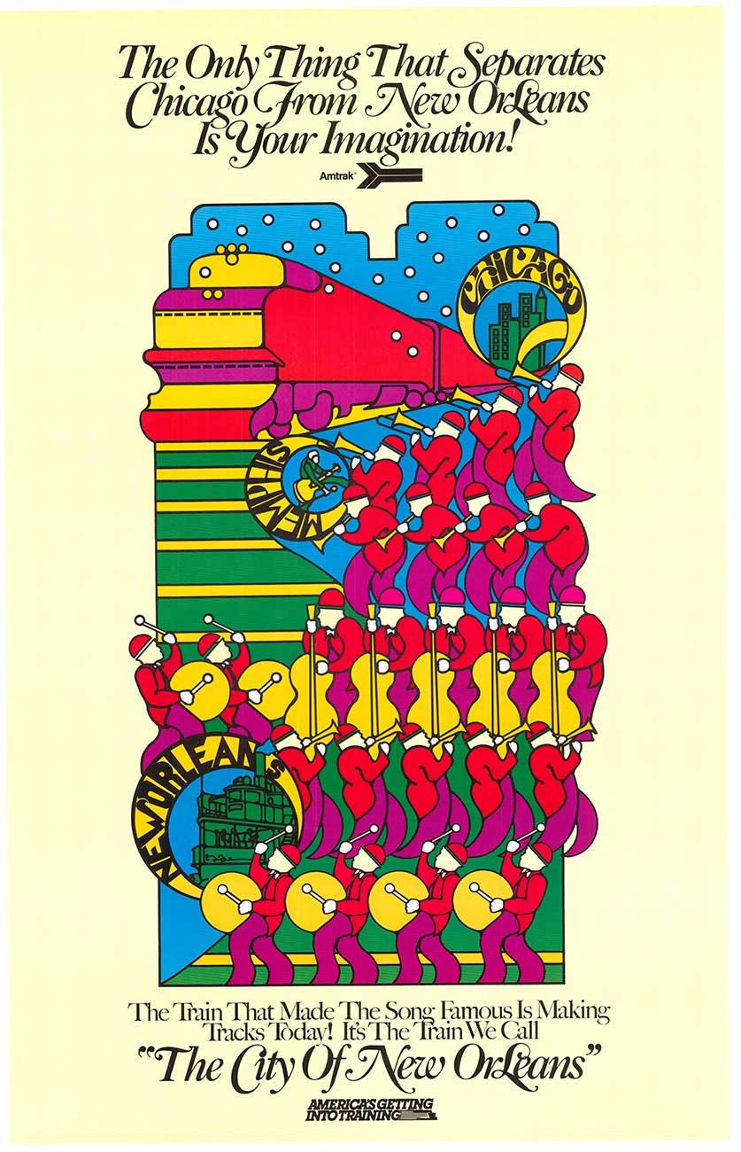 Original "The City of New Orleans" Amtrak vintage travel poster
