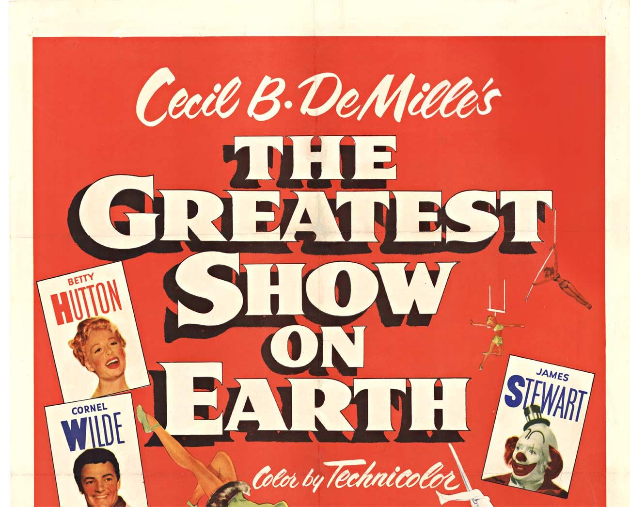 Original „The Greatest Show on Earth“ US 1 -Blatt Vintage-Filmplakat (Weiß), Animal Print, von Unknown