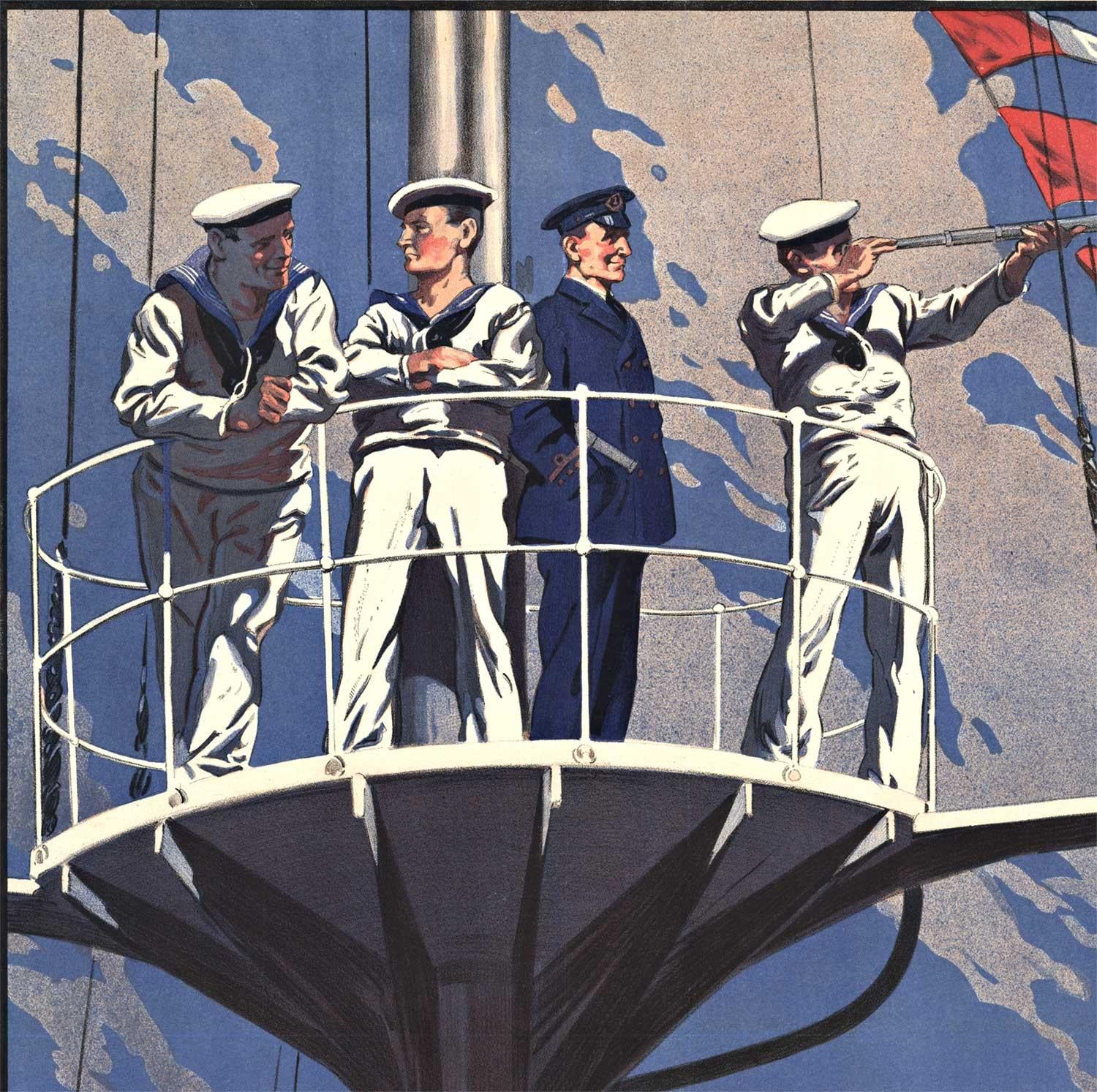 Originalplakat „The Navy Wants Men“ aus dem Jahr 1917  Britisch und kanadisch – Print von Unknown