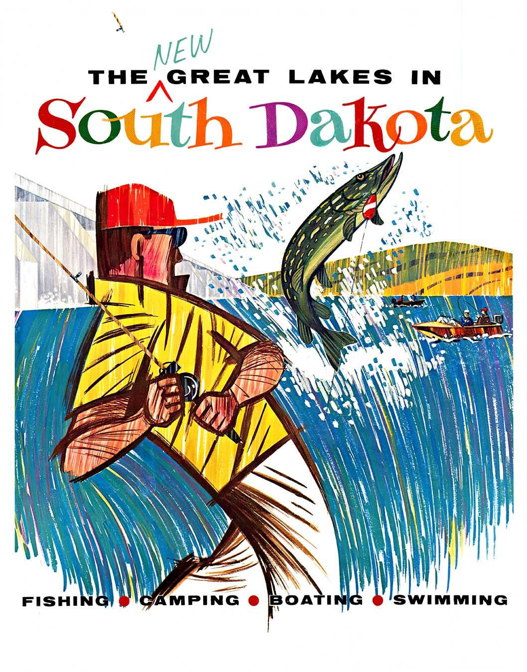 Unknown Animal Print – Vintage-Poster „The New Great Lakes in South Dakota“, Reisen und Sport, Vintage