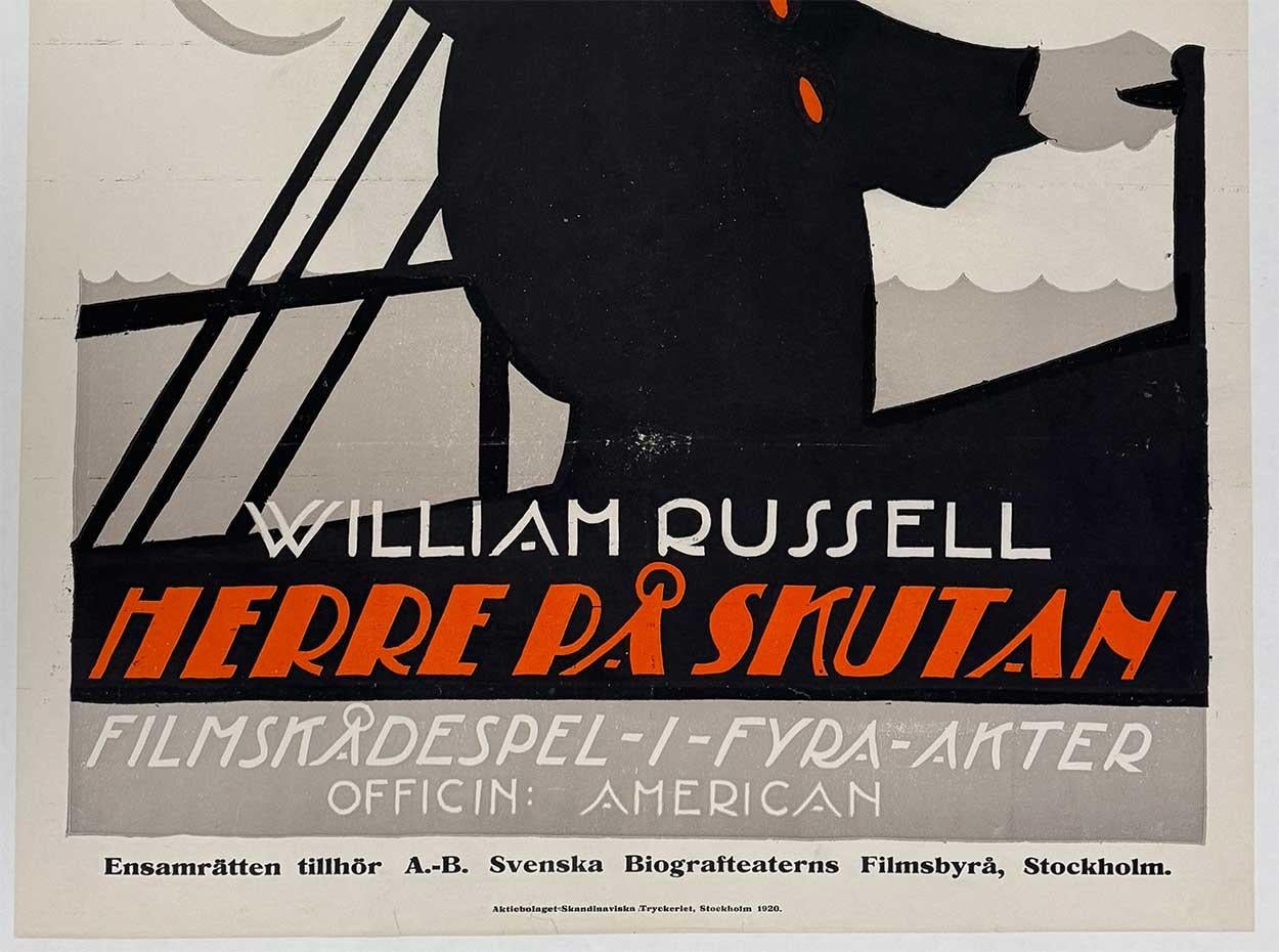 Original The Sea Master  Herre på Skutan  1920 Swedish art deco movie poster - Art Deco Print by Unknown