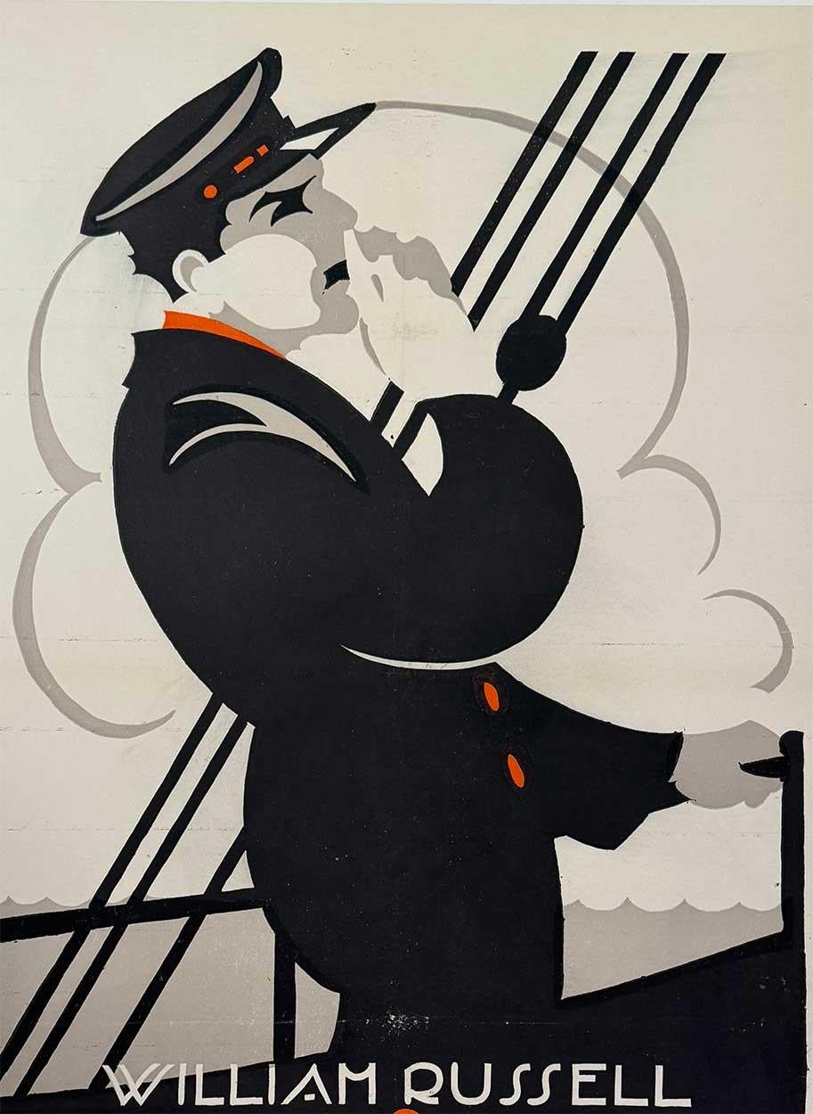 Original The Sea Master  Herre på Skutan  1920 Swedish art deco movie poster - Gray Figurative Print by Unknown