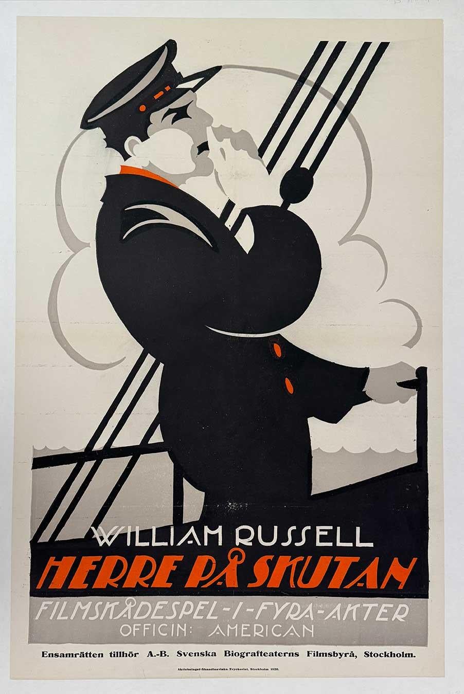 Original El Amo del Mar  Su página en Skutan  Cartel de cine art decó sueco de 1920