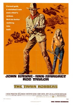 Original The Train Robbers - 1973 - linen backed original vintage movie poster