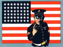 Original The U. S. Marines Want You Enlist Today vintage Recruiting poster