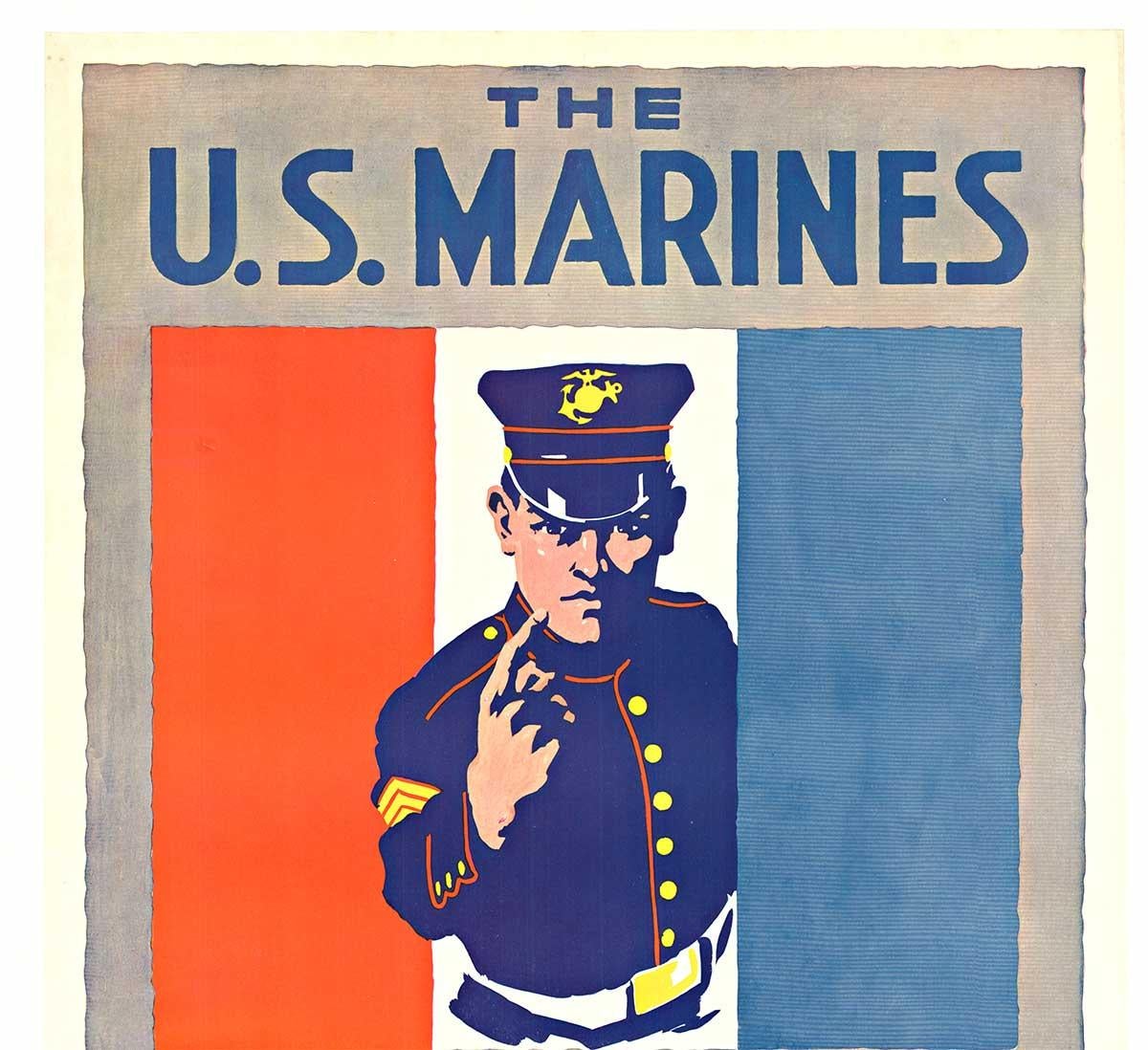 Poster di reclutamento militare vintage originale 'The U. S. Marines Want You'. - Print di Unknown