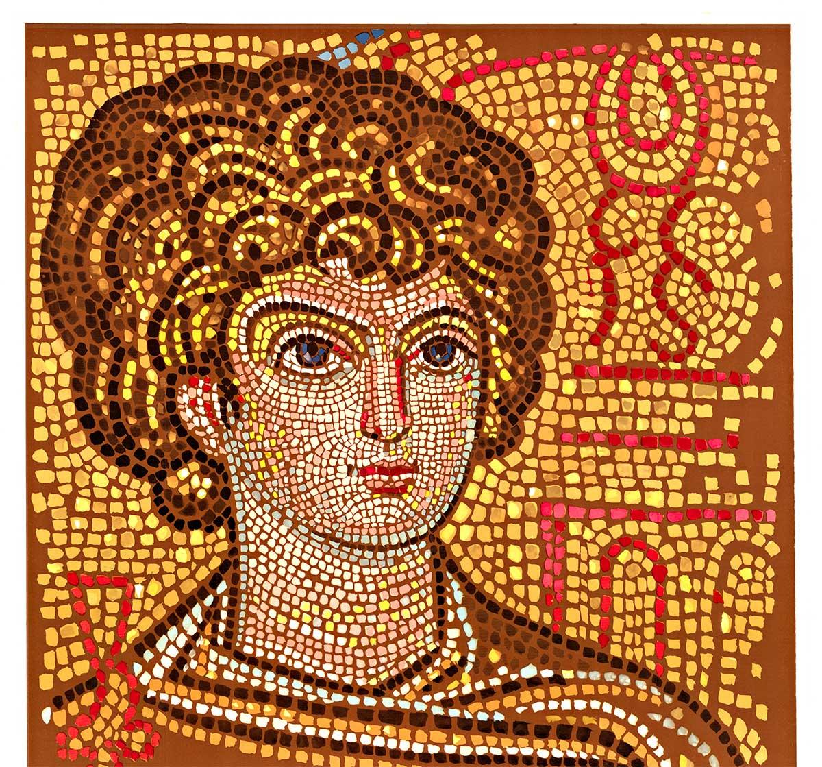 Cartel de viaje de época original de Tesalónica, Grecia  Mosaico de la Iglesia de San Jorge - Print de Unknown
