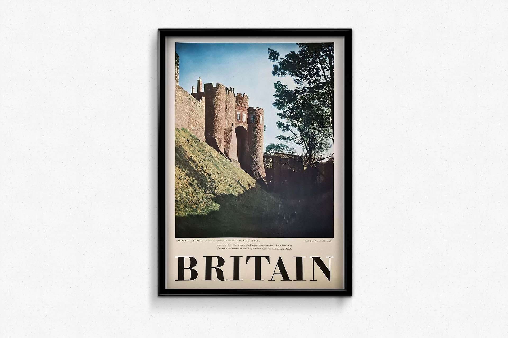 The original travel poster featuring Britain's Dover Castle serves as a captivating window into the historical grandeur of one of the most formidable Norman keeps. This vintage piece, likely hailing from the mid-20th century, invites viewers to