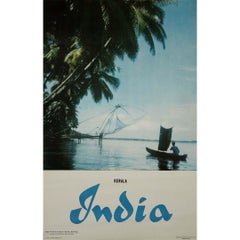 Vintage Original travel poster for Kerala, India, created in 1962