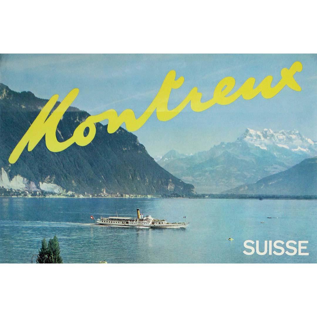 Original travel poster from the 1960s - Montreux - Swiss Riviera - Alps - Gray Print by Unknown