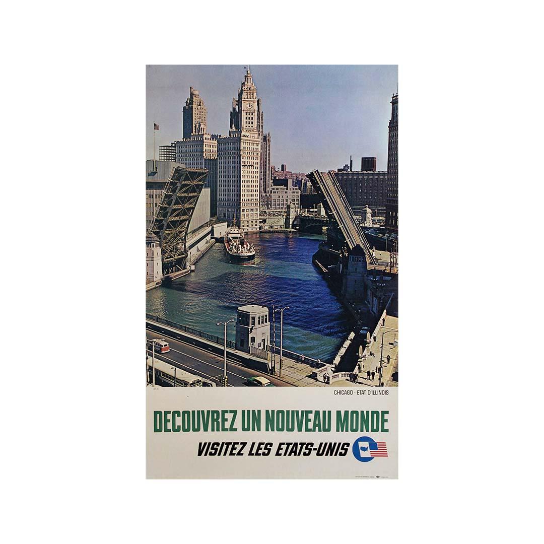 Original travel poster from the early 1960s invites tourists to visit Chicago For Sale 2