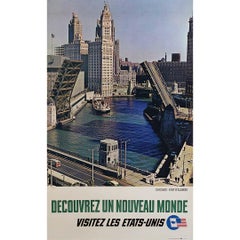 Original-Reiseplakat aus den frühen 1960er Jahren lädt Touristen zu einem Besuch in Chicago ein