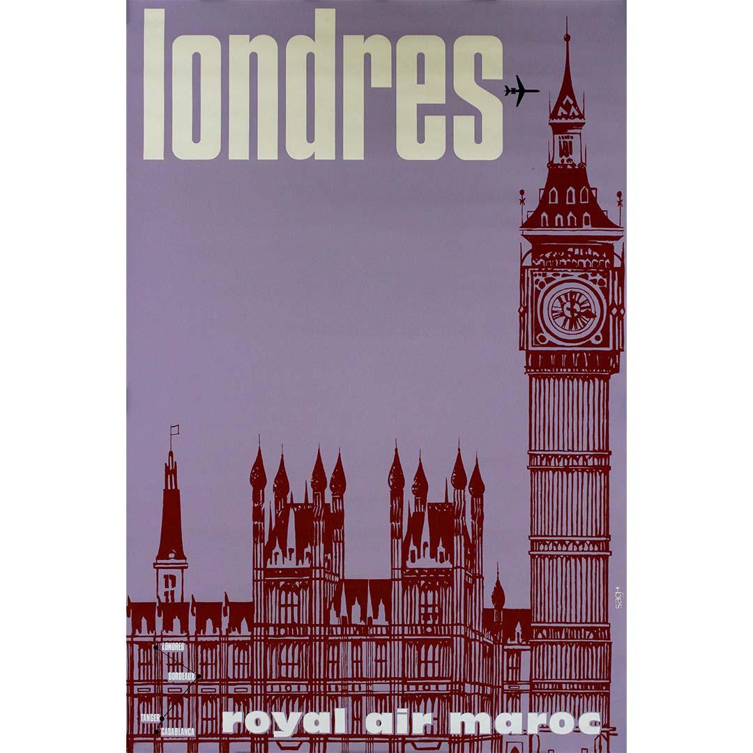 Affiche de voyage originale promouvant Londres par Royal Air Maroc Airlines - Print de Unknown
