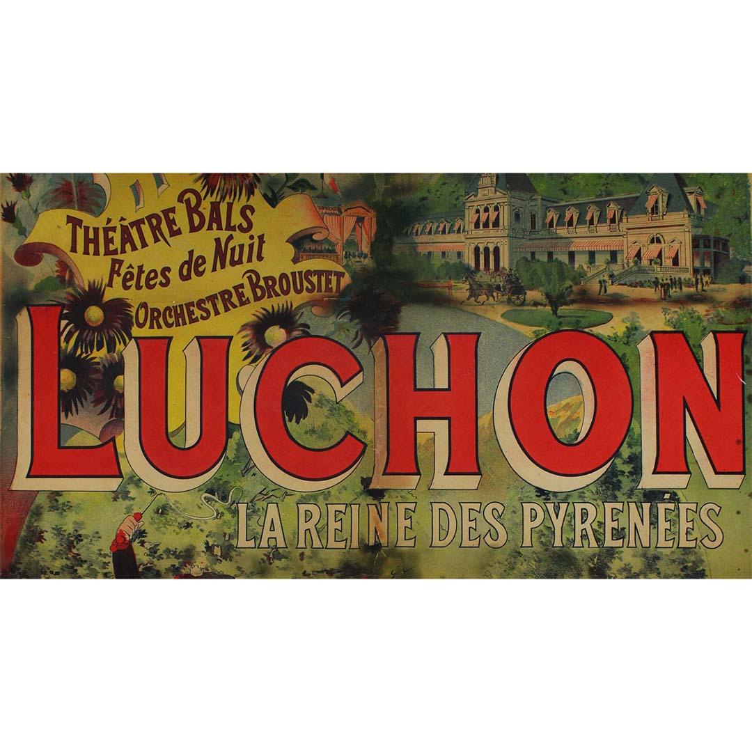 Original travel poster titled Luchon la reine de Pyrénées - Fêtes des fleurs For Sale 1