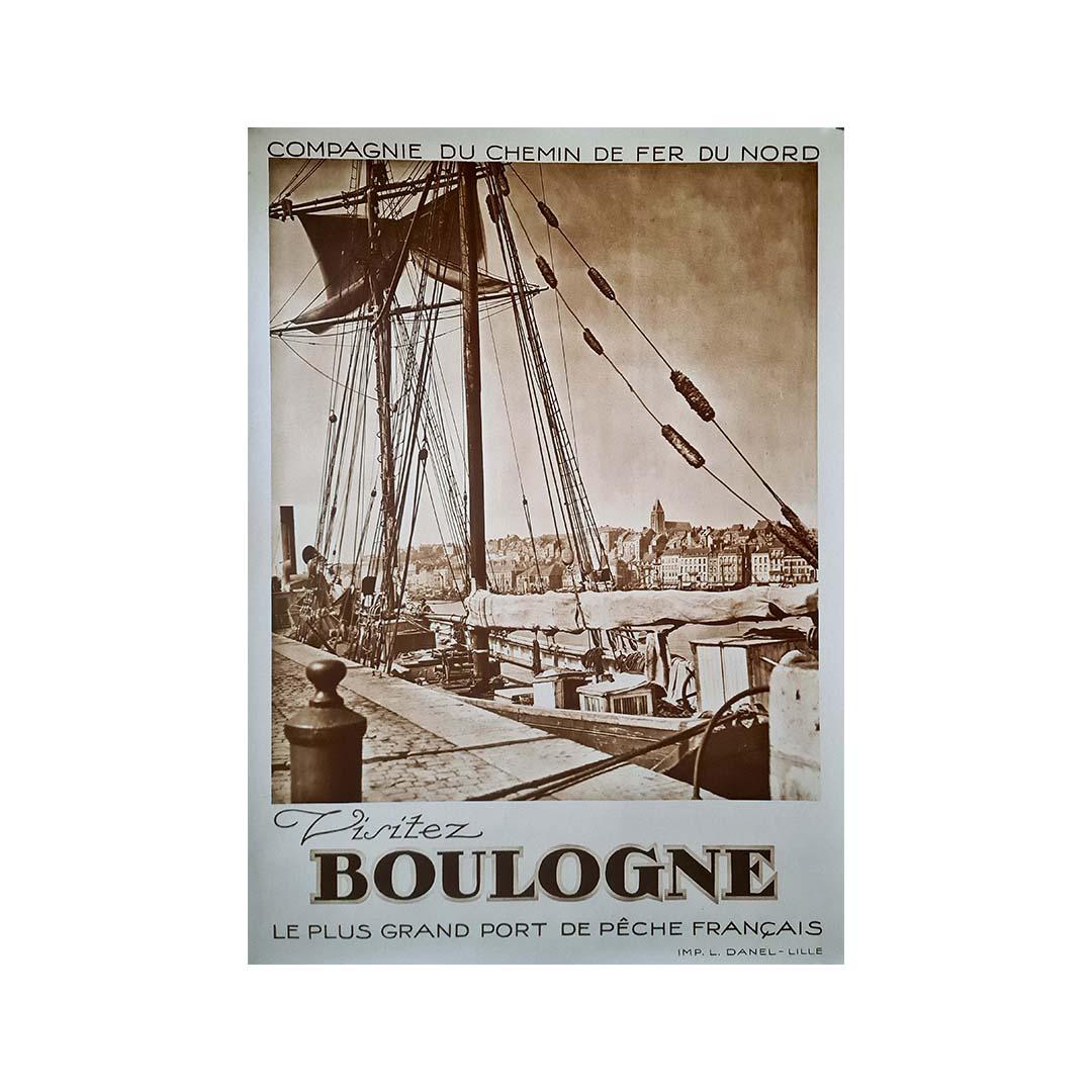 Original travel poster - Visit Boulogne, the largest French fishing port For Sale 2
