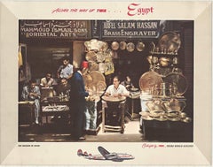 Original TWA EGYPT ...Along the Way Retro Constellation travel poster
