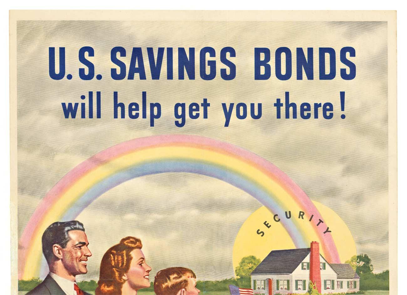 Originales Vintage-Poster „U. S. Savings Bonds, NOw Back Your Future“  1946 – Print von Unknown