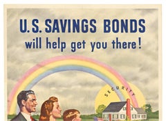 Affiche vintage originale "U. US Savings Bonds, NOw Back Your Future' poster vintage  1946