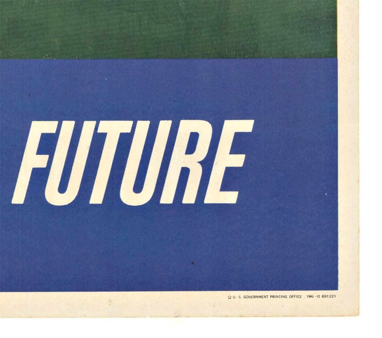 Original 'U. S. Savings Bonds, NOw Back Your Future' vintage poster  1946 - Beige Landscape Print by Unknown