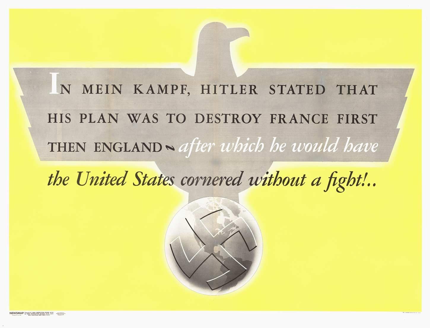 Unknown Print - Original U.S. Military 1944 Propaganda Poster: In Mein Kampf...without a fight!